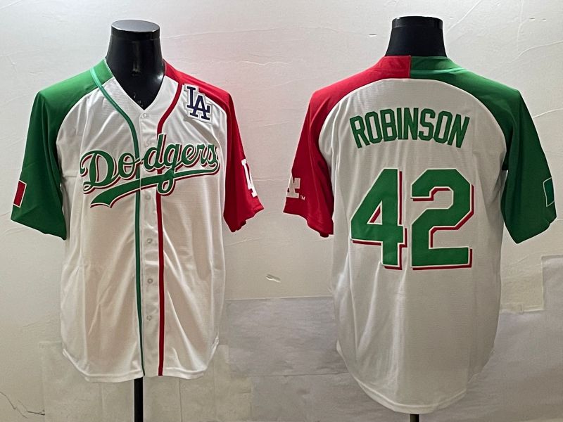 Men Los Angeles Dodgers #42 Robinson White Green Game 2025 Nike MLB Jersey style 5->los angeles dodgers->MLB Jersey